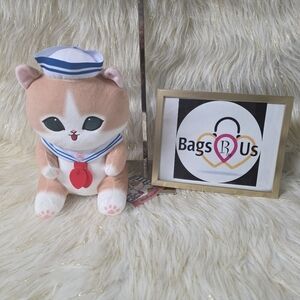 MOFUSAND ROUND 1 LARGE PLUSH SAILOR CAT ORANGE 11 INCH TALL NWTS